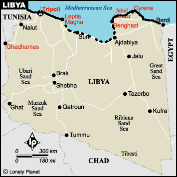overzichtkaart route in Libie